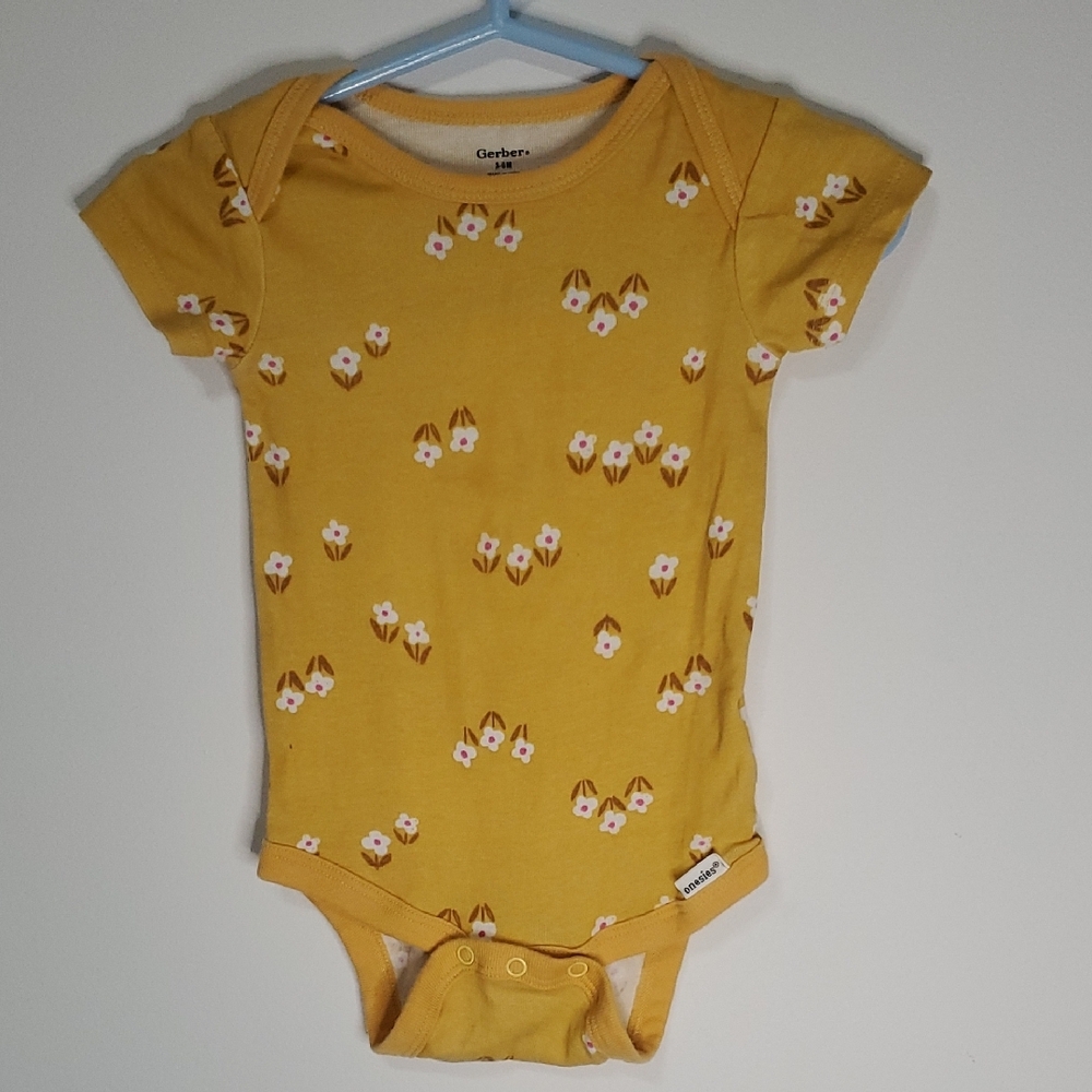 Carter's Yellow Bow Print Bodysuit Soft Knit Short Sleeve